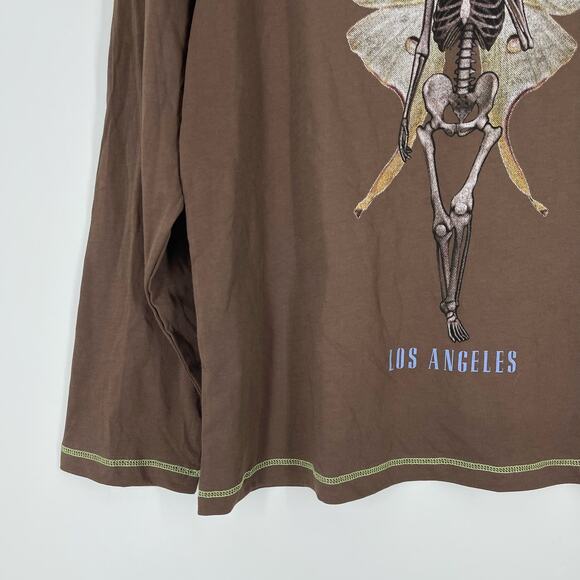 Daydreamer Skeleton Angel Reverse Long Sleeve Top Brown Small NWOT - Picture 4 of 6
